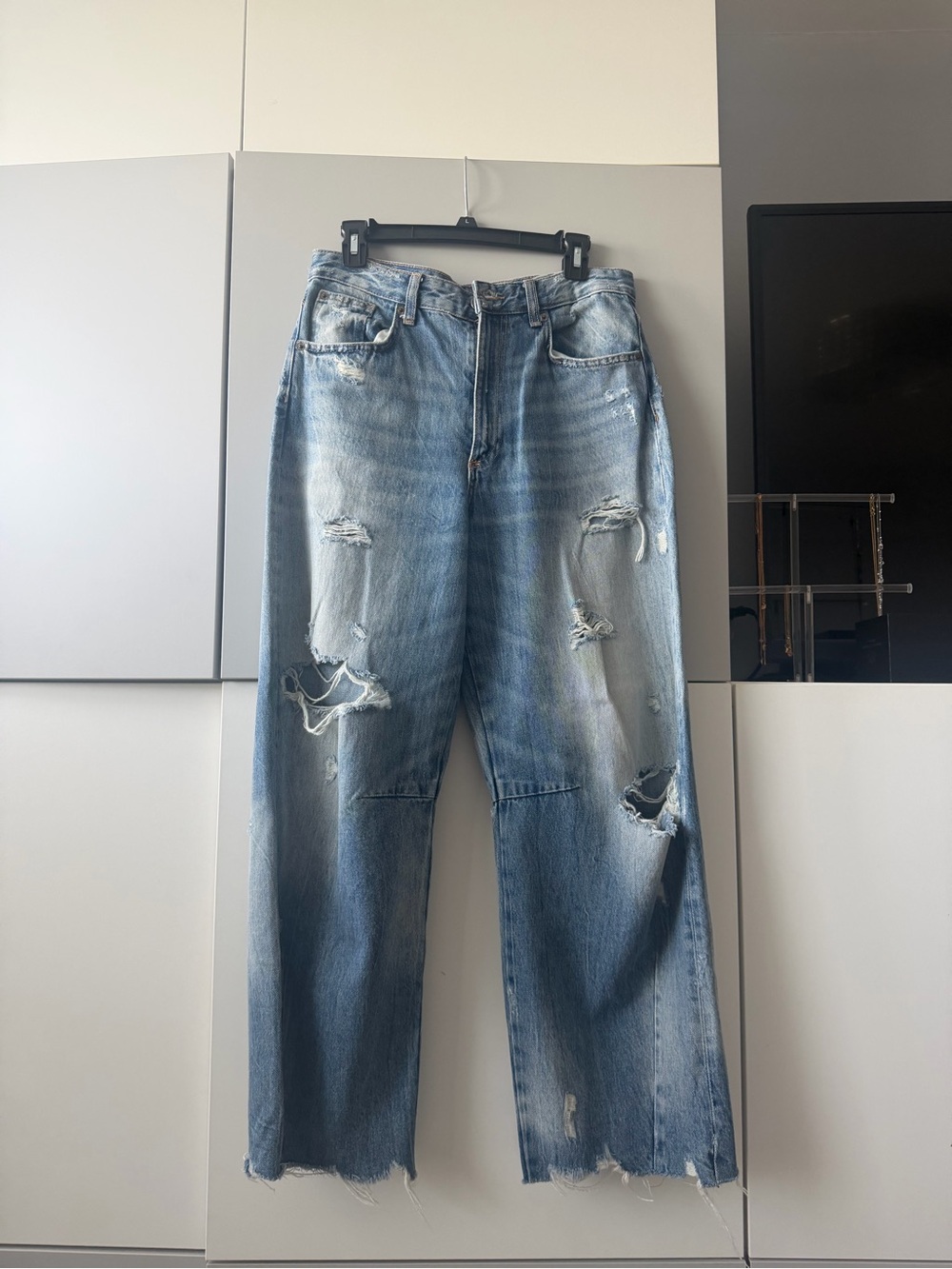 Zara Distressed Light Blue Boyfriend Jeans